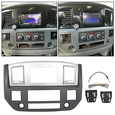 $59.99 • Buy Radio Double Din Dash Install Bezel Kit Silver Slate Grey Fits 2006-09 Dodge Ram