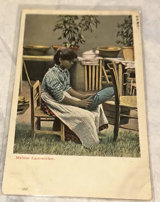 Malta Maltese Lace-Worker Antique Postcard Of Girl! • $8.49