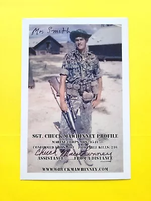 Charles Mawhinney Vietnam USMC Sniper 103 Kills Signed 4x6 Photo Mr. Smith  • $34.99