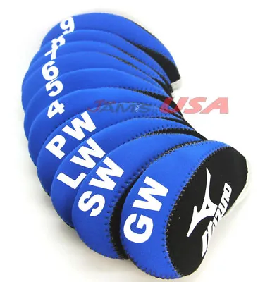 MIZUNO Blue & Black Color Golf Iron HeadCover 10 Pcs Set Head Covers Neoprene US • $18.90