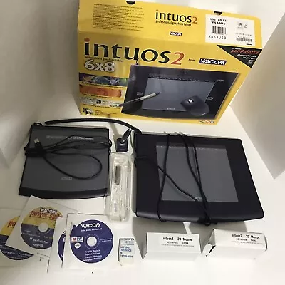 Intuos2 Wacom 6x8 Professional Graphics Tablet Mouse + Pen USB Box XD68USB • $50