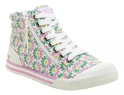 Rocket Dog Jazzin Hi Womens White Flowers Casual Zip Up Ankle Boots • £26.99