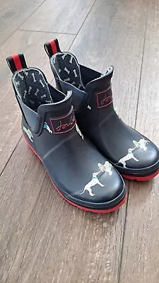 Joules Rain Boots Wellibob US 5 UK 3 Dogs Sheepdog Dalmatian Cocker Spaniel Bone • $29.99