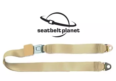 1967-1973 Chevy Caprice Rear Center Seat Belt 2-Point With Hardware Black Tan • $37.95