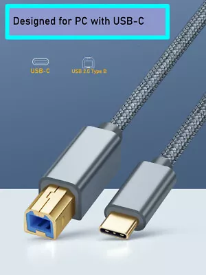 USB-C To USB-B 2.0 Type C Charging Data Sync Cable For HP Canon Printer Scanner  • $14.62