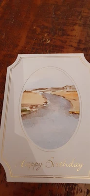 £1.10 • Buy Hand Painted Original Watercolour Happy Birthday Greeting Card River Stream 