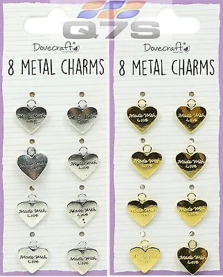 Dovecraft Metal Charms Gold Silver Made With Love Charm Braclet Jewellery Making • £5.49