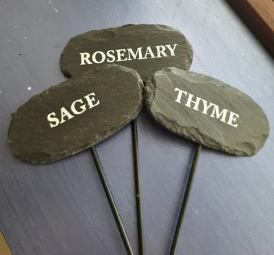 £5 • Buy Slate Herb Garden Plant Markers, Labels
