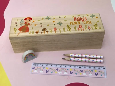 £12.99 • Buy Fairy Personalised Wooden Box Name Lid Pencil Case School Stationary Gift