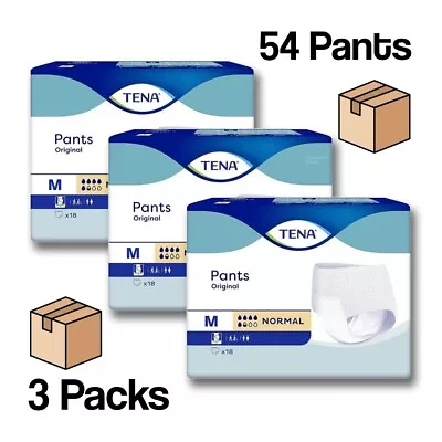 Tena Pants Normal Original Medium Adult Nappies 3 Packs Of 18 Incontinence Pants • £26.50