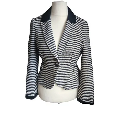 Red Herring Women's Black & White Striped Blazer Jacket- UK 12  • £15.99