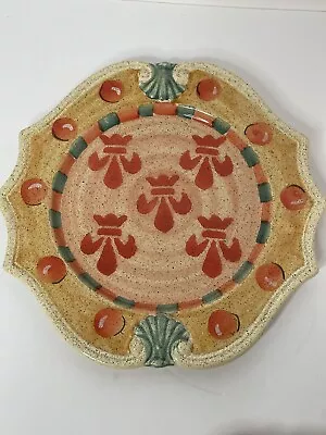 2 HORCHOW MEDICI Italy Dinner Plates Handpainted Stoneware 12” • $15.89