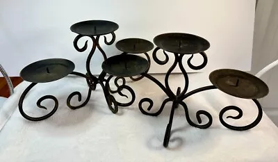 Pair Of Elements Cast Iron 3-Tier Candelabra Candle Holder Scroll Work • $39.95