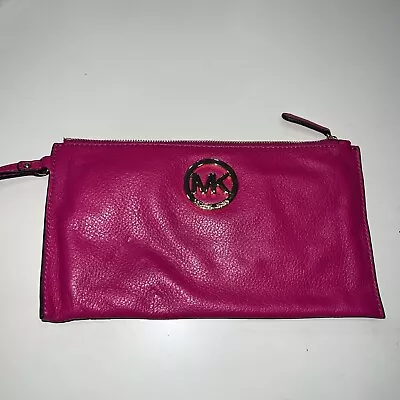 Women’s Michael Kors Leather Wristlet Pink Purse Wallet Gold • $26.99