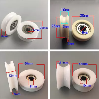 $4.79 • Buy 8~21mm U V Groove Metal Shield Nylon Pulley Wheels Roller Rail Ball Bearings