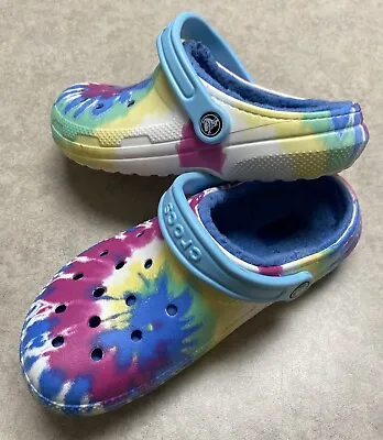 Crocs Clogs Tie Dye Fleece Lined Womens 8 Mens 6 Classic Clog Sandals • $18