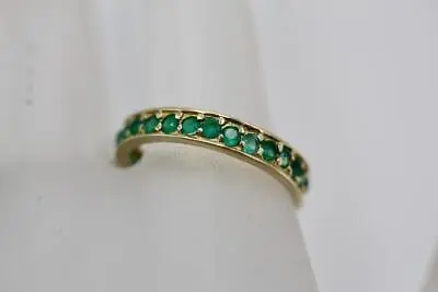 Vintage 10K Yellow Gold Channel Set Emerald Half Eternity Band Ring 6.75 • $200