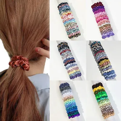 20Pcs/Set Silk Satin Small Scrunchies Ponytail Hair Ties Hair Rope Rubber Bands • £5.63