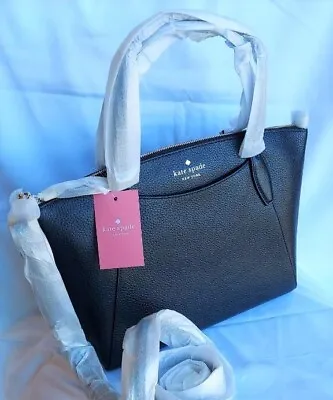 NWT Kate Spade Pebble Leather Monica Satchel Handbag Crossbody Bag In Black • $232.17