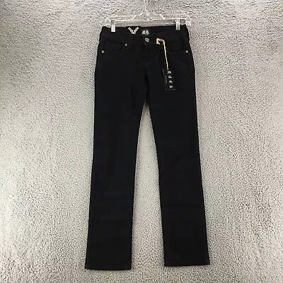 Vault Straight Leg Jeans Womens 26 Blue Dark Wash Denim Low Rise Embroidered NWT • $21.84