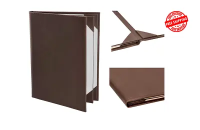 1 Piece Of Menu Cover 8.5  X 11  BROWN 4 Views (Made Of Premium Faux Leather) • $19.99