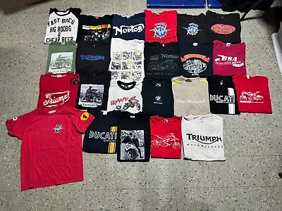 Vintage Biker T Shirt Lot (24) Large Ducati BMW BSA Triumph Agusta Norton Racing • $32