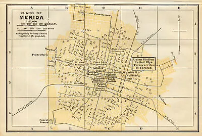 Plano De MERIDA Mexico. Mapa De La Ciudad. City/town Plan 1935 Old • $13.68