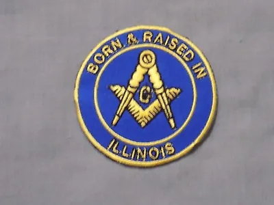 Illinois Masonic 3  Patch Iron Sew On Born & Raised Square Compass Freemason NEW • $7.95