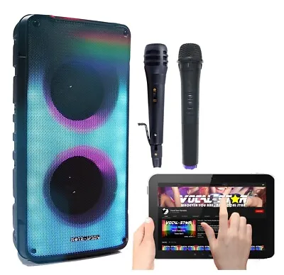 £99.99 • Buy Vocal-Star VS-355BT Portable Bluetooth Karaoke Machine  Led Light Effects 2 Mics