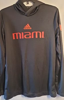 Adidas University Of Miami Hurricanes Men's Performance Hoodie Size Small Black • $17.24