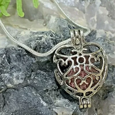 $9.45 • Buy Heart Aromatherapy Diffuser Necklace Essential Oil Heart Locket - Silver