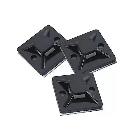 Self Adhesive Cable Zip Ties Base Wire Mounts Clamps Clip Holders Black 20mm • $11.20