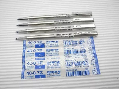 4 X Sliver ZEBRA T-3 0.7mm Ball Point Pen (mini Pen) Free 2 Refill(Japan) • $12.99