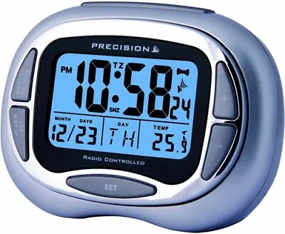 Precision PREC0100 Radio Controlled Alarm Clock With Colour LCD Display Silver • £14.99