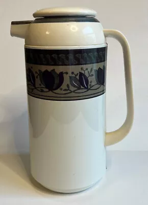 Mikasa Arabella Plastic Thermos/Carafe W/ Lid White With Green/Blue Leaves 11  • $15