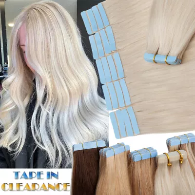 12-24 60PCS Tape In Russian Remy Human Hair Extensions Thick Skin Weft Balayage • $24.97