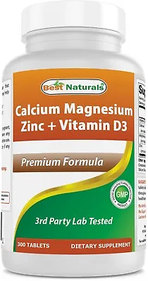 $13.99 • Buy Best Naturals Calcium Magnesium Zinc With Vitamin D3, 300 Tablets