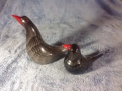 Murano Art Glass Bird Figurine Set 8 In. & 4.5 In. Handmade In Italy • $89.95