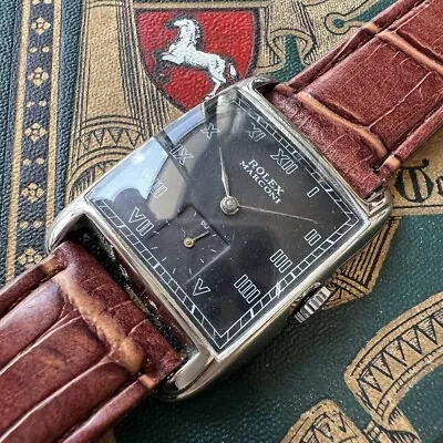 Rolex Marconi Black Dial Rectangular Stainless Manual Winding Good Working • $2100
