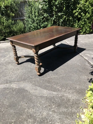 $380 • Buy Antique Jacobean Table With Barley-twist Legs And Pie-crust Edging