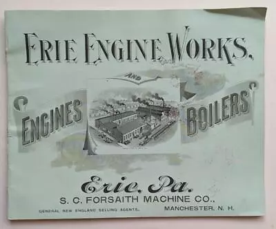 1895 ANTIQUE CATALOG For ERIE ENGINE WORKS Erie PA - ENGINES Boilers MACHINERY • $115