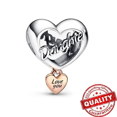 Daughter Heart Charm Genuine 925 Sterling Silver -Love You To The Moon Birthday • £14.34