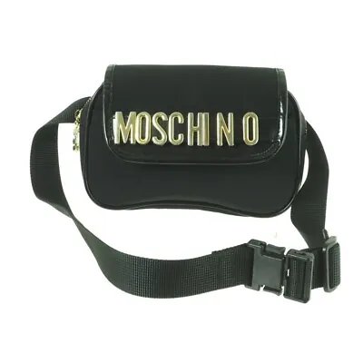 MOSCHINO Vintage Nylon Canvas Waist Pouch Fanny Pack Bag Black • $230