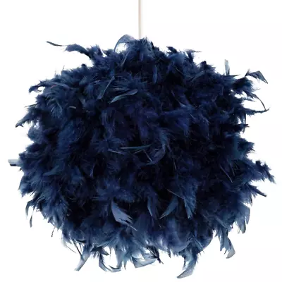 Contemporary And Unique Large Blue Real Feather Decorated Pendant Light Shade... • £41.25