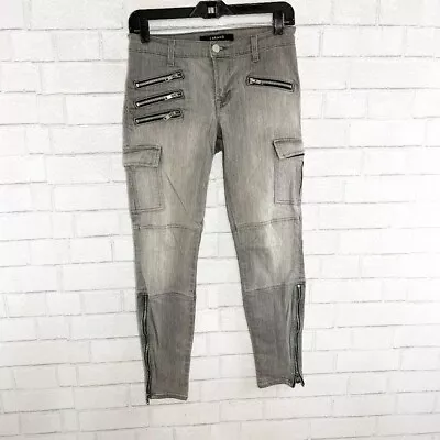 J Brand Gray Zipper Embellished Cargo Skinny Jeans Women's Waist Size 27 • $26.60