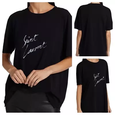 Saint Laurent Cotton Logo Tee: Black • £374.65