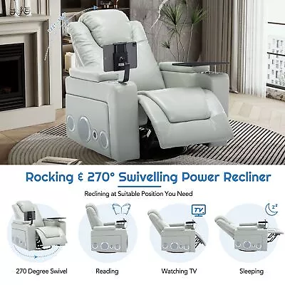 270 Degree Swivel PU Leather Power Recliner Seat Home Theater Recliner Chair • $656.67