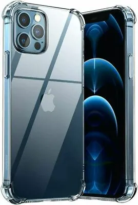 CLEAR Shockproof Case For IPhone 12 11 13 Pro Max XR X XS 8 7 6 SE EdgeSilicone • £5.99