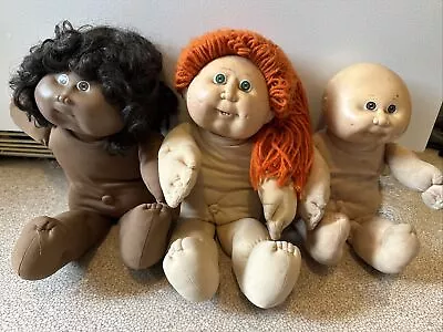 Set Of 3 Vintage Cabbage Patch Kid Soft Sculpture Girl Doll's Needs Cleaning • $99