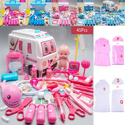 45PCS Kids Doctors Set Nurse Dentist Kit Dress Up Costumes Pretend Play NEW Toys • £20.99